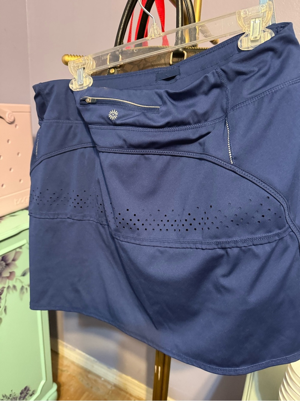 Tangerine Navy Athletic Skort with Zip Pocket